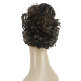 Lydell Short Ponytail Hair Extensions Wavy Curly Synthetic Hairpiece with Jaw Claw (Light Chestnut Brown)