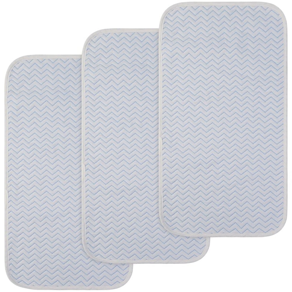 BlueSnail Ultra Soft and Absorbt Quilted Waterproof Changing Pad Liner 3pk (Blue)