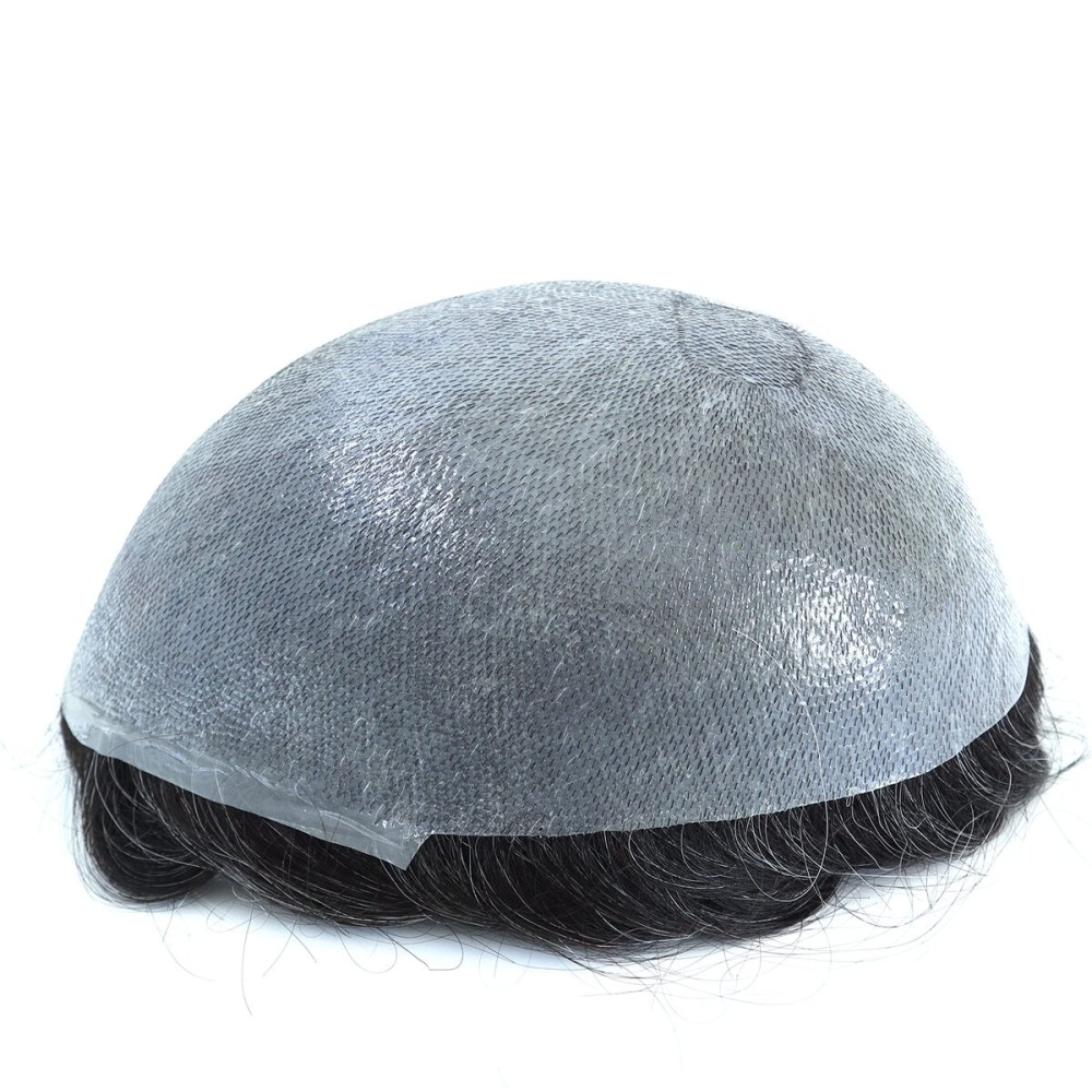 HAIR NATURE Men Toupee Hair Pieces, Human Hair Replacement Systems, Male Hair Units Ultra Thin Skin Natural Hairline 1B20