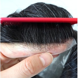 HAIR NATURE Men Toupee Hair Pieces, Human Hair Replacement Systems, Male Hair Units Ultra Thin Skin Natural Hairline 1B20