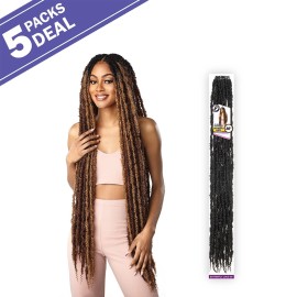 LULUTRESS Sensationnel Crochet Braids Pre-Looped Butterfly Locs 36 inch (5-pack, 1B) LULUTRESS Sensationnel Crochet Braids Pre-Looped Butterfly Locs 36 inch (5-pack, 1B)
