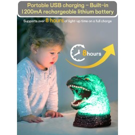 WLHONG Dinosaur Monster Night Light for Kid, Cute Color Changing Silicone Baby Night Light with Touch Sensor, Portable Rechargeable LED Bedside Nursery Lamp for Toddlers Room, Monster Gift Boys Girls