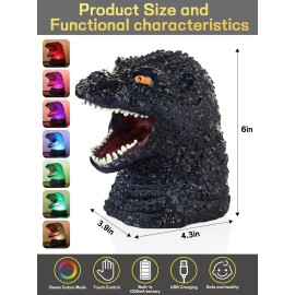 WLHONG Dinosaur Monster Night Light for Kid, Cute Color Changing Silicone Baby Night Light with Touch Sensor, Portable Rechargeable LED Bedside Nursery Lamp for Toddlers Room, Monster Gift Boys Girls