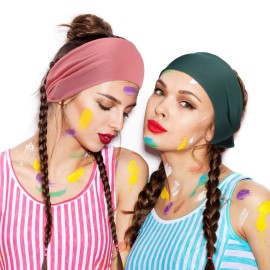 WILLBOND 6 Pieces Wide Headbands for Women, Adjustable Bandana Headband Tie, Knotted African Hairband, Yoga Elastic Non Slip Floral Hairbands for Running Hiking Cycling Workout(Without Patterns)