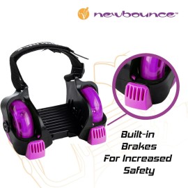 New-Bounce Heel Wheel Skates with Lights - Jet Wheelies for Shoes - Adjustable Roller Heel Skates for Kids - One Size Fits Most (Purple)