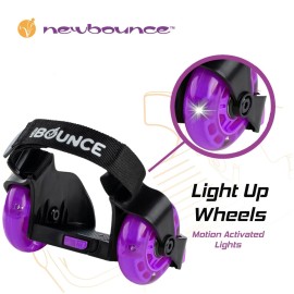 New-Bounce Heel Wheel Skates with Lights - Jet Wheelies for Shoes - Adjustable Roller Heel Skates for Kids - One Size Fits Most (Purple)
