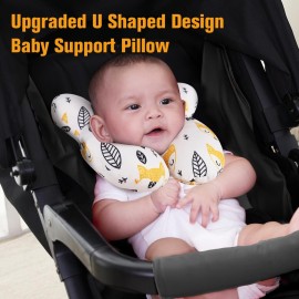 KAKIBLIN Baby Neck Pillow, Upgraded Baby Support Pillow for Head and Neck, Babies Head Pillow for Car Seat,Pushchair,Travel(Yellow Fox)
