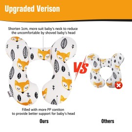 KAKIBLIN Baby Neck Pillow, Upgraded Baby Support Pillow for Head and Neck, Babies Head Pillow for Car Seat,Pushchair,Travel(Yellow Fox)