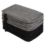 PHOGARY 10 Pack Microfiber Body Wash Mitts, Soft Face Mitten, Bath Spa Cloth, Reusable Makeup Remover Mitt Gloves, European Style Wash Cloth,68inch, Black and Grey