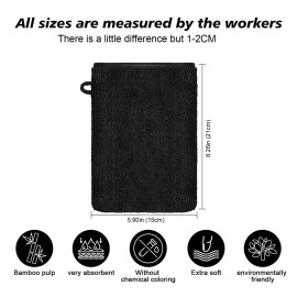 PHOGARY 10 Pack Microfiber Body Wash Mitts, Soft Face Mitten, Bath Spa Cloth, Reusable Makeup Remover Mitt Gloves, European Style Wash Cloth,68inch, Black and Grey