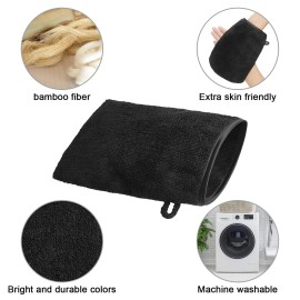 PHOGARY 10 Pack Microfiber Body Wash Mitts, Soft Face Mitten, Bath Spa Cloth, Reusable Makeup Remover Mitt Gloves, European Style Wash Cloth,68inch, Black and Grey