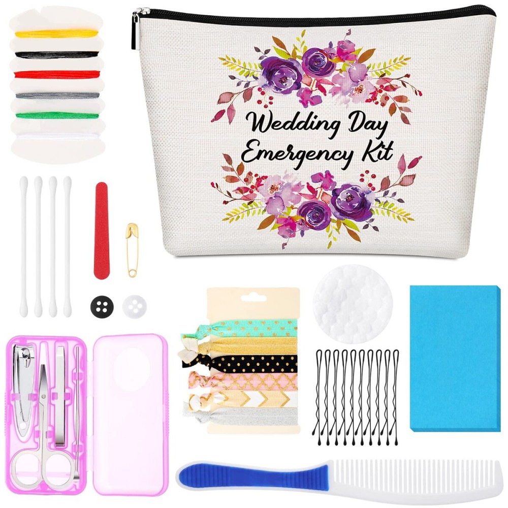 Floral Wedding Emergency Kit for Bride Wedding Survival Set with Makeup Bag, Bridal Shower Kit Gift Present Fun Engagement Present for Bride Emergency Supplies(Elegant Series) Floral Wedding Emergency Kit for Bride Wedding Survival Set with Makeup Bag, Bridal Shower Kit Gift Present Fun Engagement Present for Bride Emergency Supplies(Elegant Series)