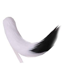 Anime Wolf Fox/Cat 25 Plush Tail + 2 Clip Ears Prop Halloween Cosplay New (White Black)