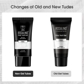 Rosalind Clear Acrylic Poly Extension Gel, 2-Pack 60ml Poly Nail Gel Kit - Nail Builder for Thickening, Easy DIY Use with UV Lamp