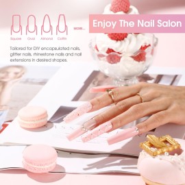 ROSALIND Pink Extension Gel, 2 PCS 2 oz Soft Pink Poly Nail Kit for Art Decoration, Thickening Builder Tube Easy to DIY Use, Needs UV Lamp