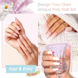 ROSALIND Soft Pink&Opal Extension Gel, 2 PCS 2oz Opal Poly Nail Gel kit Soft Pink Nail Builder for Nail Art Decoration, Nail Thickening Poly Nail Gel Tube Easy to DIY Use Need UV Lamp