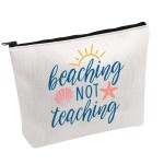 PWHAOO Summer Make Up Bag Beaching Not Teaching Storage Bag End of Year Gift Teacher Appreciation Gift (Beaching Not Teaching bag)