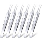 ANCIRS 6 Pack Acne Pimple Blackhead Remover Tweezers, Stainless Steel Acne Tweezers, Curved Pimple Tweezers Extractors Tool for Blackhead Blemish Removal-Silver Color