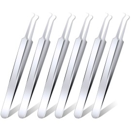 ANCIRS 6 Pack Acne Pimple Blackhead Remover Tweezers, Stainless Steel Acne Tweezers, Curved Pimple Tweezers Extractors Tool for Blackhead Blemish Removal-Silver Color ANCIRS 6 Pack Acne Pimple Blackhead Remover Tweezers, Stainless Steel Acne Tweezers, Curved Pimple Tweezers Extractors Tool for Blackhead Blemish Removal-Silver Color