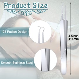 ANCIRS 6 Pack Acne Pimple Blackhead Remover Tweezers, Stainless Steel Acne Tweezers, Curved Pimple Tweezers Extractors Tool for Blackhead Blemish Removal-Silver Color ANCIRS 6 Pack Acne Pimple Blackhead Remover Tweezers, Stainless Steel Acne Tweezers, Curved Pimple Tweezers Extractors Tool for Blackhead Blemish Removal-Silver Color