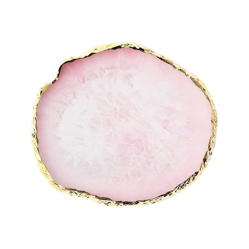 Resin Nail Art Palette, Nail Painting Mixed Color Palette, Gilded Edge Nail Gel Color Makeup Display Board Pallet (Pink)