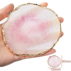 Resin Nail Art Palette, Nail Painting Mixed Color Palette, Gilded Edge Nail Gel Color Makeup Display Board Pallet (Pink)