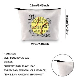 WCGXKO Softball Gift Softball Player Inspirational Gift Life Will Always Throw Curves Softball Theme Makeup Bag (Throw Curves) WCGXKO Softball Gift Softball Player Inspirational Gift Life Will Always Throw Curves Softball Theme Makeup Bag (Throw Curves)
