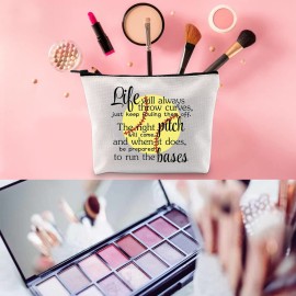 WCGXKO Softball Gift Softball Player Inspirational Gift Life Will Always Throw Curves Softball Theme Makeup Bag (Throw Curves) WCGXKO Softball Gift Softball Player Inspirational Gift Life Will Always Throw Curves Softball Theme Makeup Bag (Throw Curves)