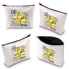 WCGXKO Softball Gift Softball Player Inspirational Gift Life Will Always Throw Curves Softball Theme Makeup Bag (Throw Curves) WCGXKO Softball Gift Softball Player Inspirational Gift Life Will Always Throw Curves Softball Theme Makeup Bag (Throw Curves)