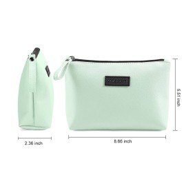 Makeup Bag for Purse Small Makeup Bag with Zipper Pu Leather Makeup Pouch Cosmetic Bags for Women Travel Makeup Bag (Green)