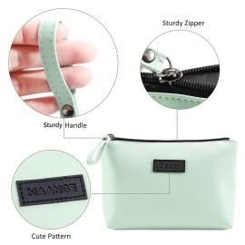 Makeup Bag for Purse Small Makeup Bag with Zipper Pu Leather Makeup Pouch Cosmetic Bags for Women Travel Makeup Bag (Green)