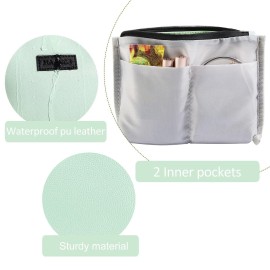 Makeup Bag for Purse Small Makeup Bag with Zipper Pu Leather Makeup Pouch Cosmetic Bags for Women Travel Makeup Bag (Green)