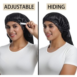 SAYMRE Satin Bonnet Silky Sleep Cap,Adjustable Hair Bonnet for Braids Curly Hair SAYMRE Satin Bonnet Silky Sleep Cap,Adjustable Hair Bonnet for Braids Curly Hair