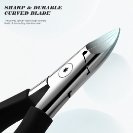 FVION Toenail Clippers, Professional Thick & Ingrown Toe Nail Clippers for Men & Seniors, Velvet-Soft Handle Toenail Cutter/Colorful Nail Clippers, High Grade Stainless Steel