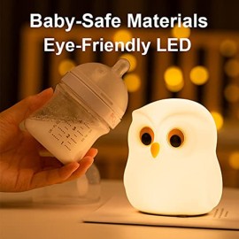 SAILINGFLO Cute Owl Kids Night Light, Birthday Gifts Room Decor Bedroom Decorations for Baby Child, LED Color Changing Soft Silicone Lamp, Gift Box