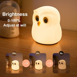 SAILINGFLO Cute Owl Kids Night Light, Birthday Gifts Room Decor Bedroom Decorations for Baby Child, LED Color Changing Soft Silicone Lamp, Gift Box