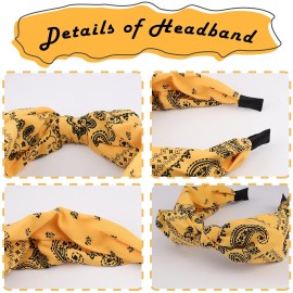 TOBATOBA Bandana Headband for Women Knotted Bow Headbands for Women Elastic Paisley Headband Vintage Rabbit Ear Bow Headband Wide Top Knot Headband Turban Headwraps Cute Hair Band for Women Girls 6Pcs