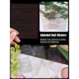 EBANKU 8 Sheets Old English Letter Nail Decals 3D Self-Adhesive Gold Silver Black White Retro English Pattern Laser Nail Design Manicure Accessories for Women Girls EBANKU 8 Sheets Old English Letter Nail Decals 3D Self-Adhesive Gold Silver Black White Retro English Pattern Laser Nail Design Manicure Accessories for Women Girls