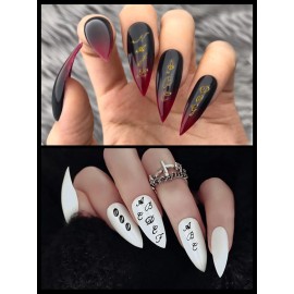 EBANKU 8 Sheets Old English Letter Nail Decals 3D Self-Adhesive Gold Silver Black White Retro English Pattern Laser Nail Design Manicure Accessories for Women Girls EBANKU 8 Sheets Old English Letter Nail Decals 3D Self-Adhesive Gold Silver Black White Retro English Pattern Laser Nail Design Manicure Accessories for Women Girls