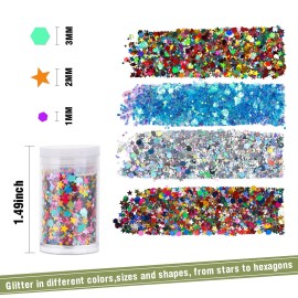 Teenitor Glitter, Chunky Glitter Mixed, Nail Glitter with Stars, Cosmetic Face Body Eye Hair Glitter, 32pcs Teenitor Glitter, Chunky Glitter Mixed, Nail Glitter with Stars, Cosmetic Face Body Eye Hair Glitter, 32pcs