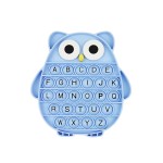 Push Pop Bubble Fidget Sensory Toy, Silicone Stress Relief Popping Toy, ABC Alphabet Owl Shaped Educational Learning Tools for Toddlers Kids Students (Black Letters-Blue)