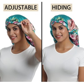 SAYMRE Satin Bonnet Silky Sleep Cap,Adjustable Hair Bonnet for Braids Curly Hair SAYMRE Satin Bonnet Silky Sleep Cap,Adjustable Hair Bonnet for Braids Curly Hair