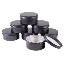 3 oz.Tins Black Aluminum Metal Tin Round Screw Top Lid Containers Jars Metal Storage Tin Jars Aluminum Tin Cans Travel Storage Tins,for Lip Balm DIY Cosmetics Salves, 3oz./3 Ounce/90 ML,18 Pack