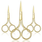 Mudder 3 Pack Small Nose Scissors Facial Hair Trimming Mini Beauty Stainless Steel Grooming Pointed Scissor for Grooming Eyebrows, Nose, Mustache, Beard(Gold)