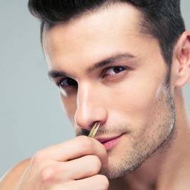 Mudder 3 Pack Small Nose Scissors Facial Hair Trimming Mini Beauty Stainless Steel Grooming Pointed Scissor for Grooming Eyebrows, Nose, Mustache, Beard(Gold)