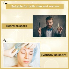 Mudder 3 Pack Small Nose Scissors Facial Hair Trimming Mini Beauty Stainless Steel Grooming Pointed Scissor for Grooming Eyebrows, Nose, Mustache, Beard(Gold)