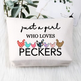 BDPWSS Chicken Lover Gifts Just a Girl Who Loves Peckers Funny Chicken Farmer Lover Cosmetic Makeup Bag Crazy Chicken Lady Travel Toiletry Bag For Women Girls (A girl loves Peckers) BDPWSS Chicken Lover Gifts Just a Girl Who Loves Peckers Funny Chicken Farmer Lover Cosmetic Makeup Bag Crazy Chicken Lady Travel Toiletry Bag For Women Girls (A girl loves Peckers)
