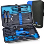 Keiby Citom Professional Stainless Steel Nail Clipper Travel & Grooming Kit Nail Tools Manicure & Pedicure Set of 18pcs with Luxurious Case (Black/Blue)