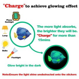 Ocean Fish Wall Decals,Glow in The Dark Sea Wall Decals Vinyl Sea Life Wall Stickers Removable Waterproof Peel and Stick for Boys Kids Bathroom Watercolor Ocean Creatures Decor (Green)