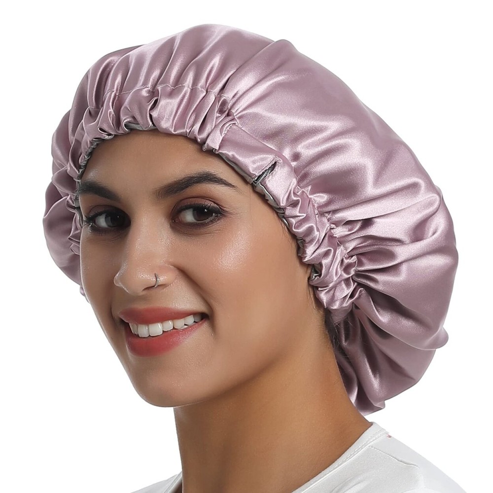 SAYMRE Satin Bonnet Silky Sleep Cap,Adjustable Hair Bonnet for Braids Curly Hair